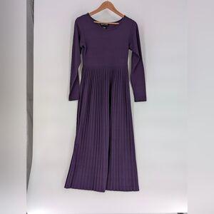 Purple V-Neck‎ Long Sleeve Sweater Dress